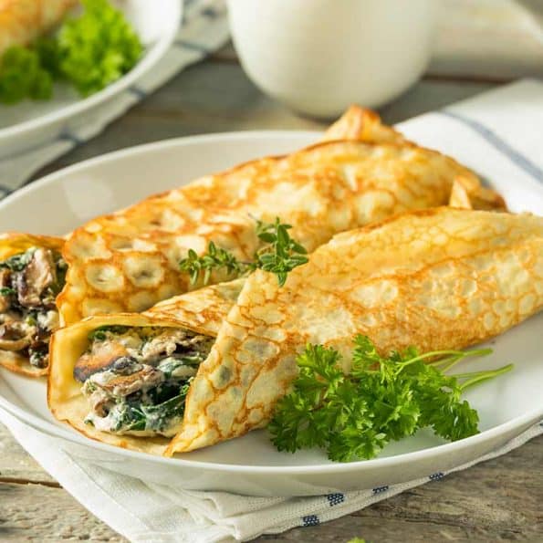 Receta de crepes de espinacas y pollo